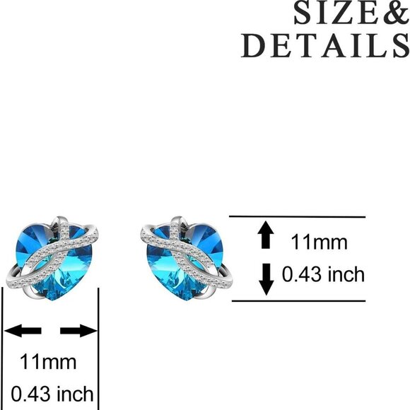 Infinity Heart Earrings Sterling Silver Love Earrings Embellished with Crystals - Picture 6 of 7